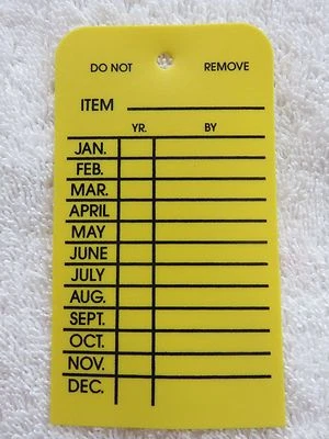 LPI ✅🔥🧯H. D. PLASTIC MONTHLY INSPECTION TAGS.2 1/2 X 4 1/8-FIRE EXTINGUISHER/HOSE