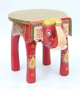 Beautiful Brass Work Hand Pained Elephant Stools,Table, Tea Stool, Room Decor, - Picture 1 of 7