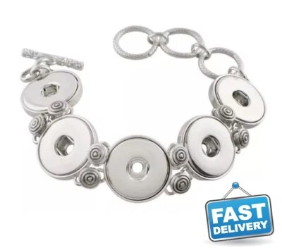 Snap Jewelry Rhinestone Halo Bracelet Holds Five Snaps 18-20mm Standard Size New - Image 1 of 4