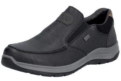 Rieker Tex Slipper Schwarz Herren Schuhe Leder Weit 03651-00