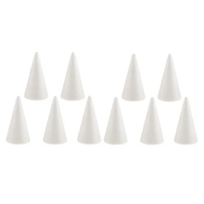 10pcs Cone Shaped Styrofoam Foam Ornaments for Handmade DIY Modelling Crafts - Image 1 of 4