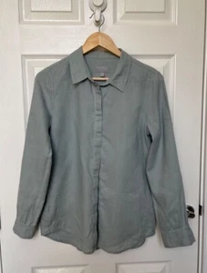 Pure Collection Grey Blue 100% Linen Blouse Shirt, Size 10 - Picture 1 of 5