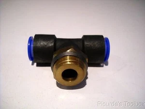 New SMC One-Touch Fitting Male Branch Tee, 12mm by 1/2" Uni-Thread, KQT12-U04 - Picture 1 of 3