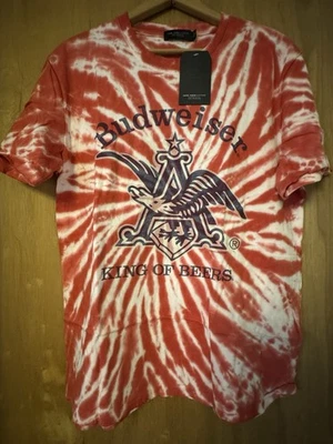 Camiseta Junk Food Budweiser King of Beers Roja Blanca y Azul Tie Dye Talla Grande Foto 1 de 3