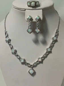 BR Co JTV Lab Created Opal Halskette Ohrringe & Ring - Bild 1 von 17