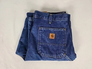 Pantalones de mezclilla Carhartt holgados doble frente leñador pierna recta 40X34 azul para hombre - Imagen 1 de 12
