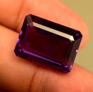 Natural Purple Color Amethyst Gemstone Emerald Cut 18.70 Ct Certified Gemstone - Picture 1 of 5