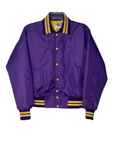 VTG Baseball Bomber Jacket Purple & Gold Sz L USA Kewaunee Baseball - Picture 1 of 13