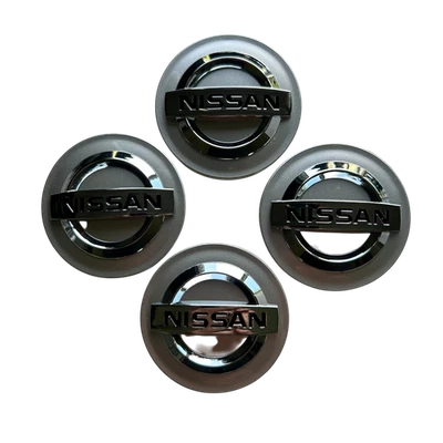 Juego de 4 tapas centrales de rueda cromadas plateadas con logotipo de 54 mm para Nissan Rogue Sport Quest Foto 1 de 4