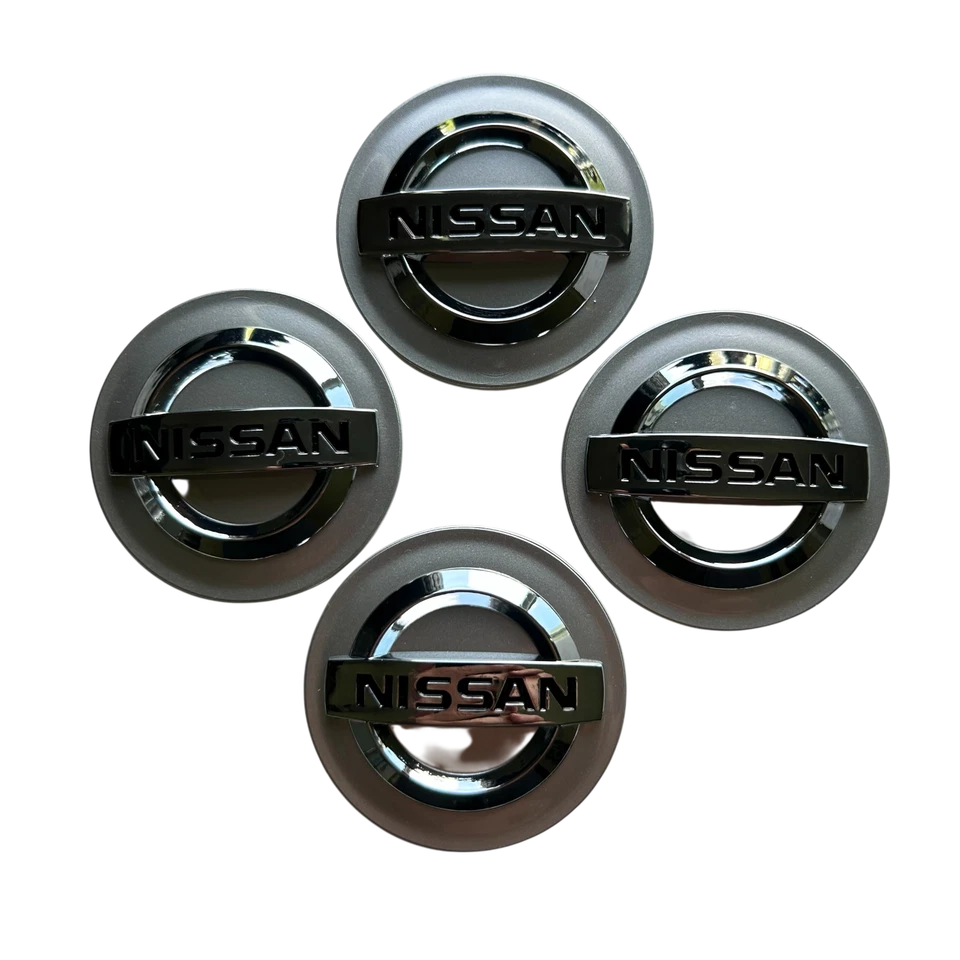 Juego de 4 tapas centrales de rueda cromadas plateadas con logotipo de 54 mm para Nissan Rogue Sport Quest Foto 1 de 4