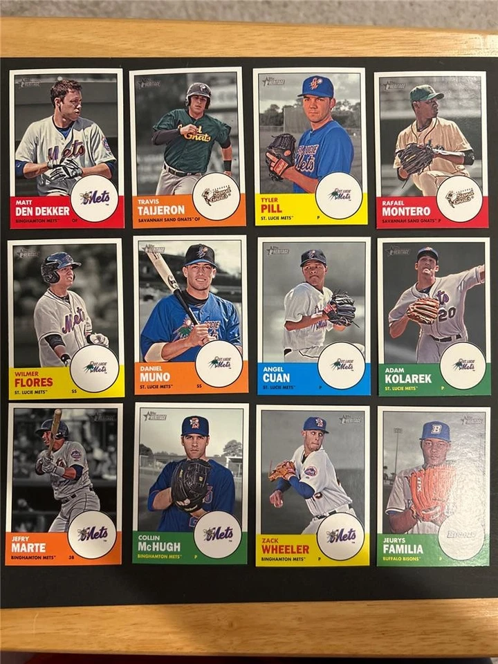 2012 Topps Heritage Minors New York Mets Team Set 12 Cards With SP - Image 1 of 1