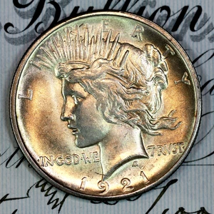 * 1921-P * SUPERB+ GEM BU MS PEACE SILVER DOLLAR * FROM ORIGINAL COLLECTION - Picture 1 of 5