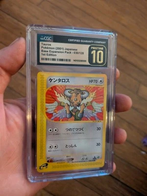 (POP 8) CGC 10 PRISTINE Tauros 030/128 E1 Expedition Base Japanese Pokemon Card - Image 1 of 4