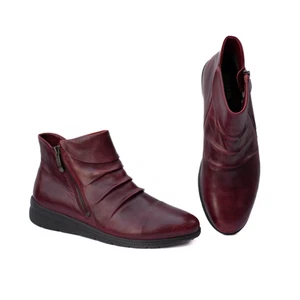 Regarde Le Ciel Leather Booties Women’s 40 US 9 Burgundy Red Zip Ankle Comfort - Picture 1 of 16
