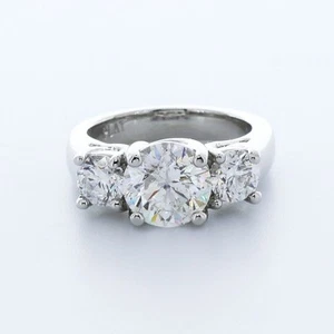 3.1CT Natural Diamond G/SI1 Very Good Cut Round Brilliant Platinum 4-Prong Setti - Picture 1 of 4
