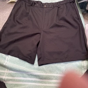 Haggar Performance Pleated Black 4 Pocket Polyester Shorts Size 44 New With Tags - Picture 1 of 12