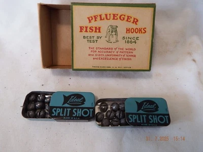 Vintage Pflueger Fish Hook Box & Ideal Split Shot Boxes-B565 - Image 1 of 4