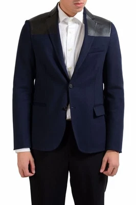 Blazer Abrigo Deportivo Valentino Para Hombre Cuero Cachemir Lana Azul Talla 36 38 40 Foto 1 de 4