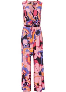 Neu Jersey-Jumpsuit Gr. 48/50 Pink Bedruckt Damen-Overall Hosen-Anzug Onesie - Bild 1 von 1