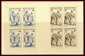 France. Booklet. Red Cross. Blind Man & Women beggars. 1957. Scott B318-B319 - Picture 1 of 2