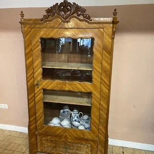 Biedermeier Vitrine Kirschbaum Antik Schrank Glasschrank Glasvitrine Vintage - Bild 1 von 12