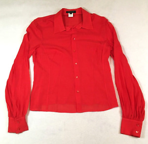 Equipment Womans Silk Blouse Size M Red Button-Up Long Sleeve Stretch NWOT