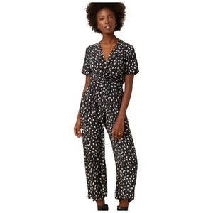 NWT AMOUR VERT Fantasia Washable Silk Jumpsuit Black White Medium - Picture 1 of 6