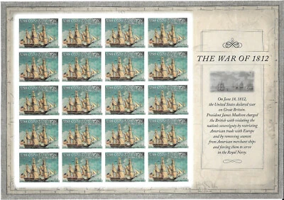 Scott 4703a, IMPERFORATE (No Die-Cut) War of 1812 Pane, MNH - Image 1 of 2
