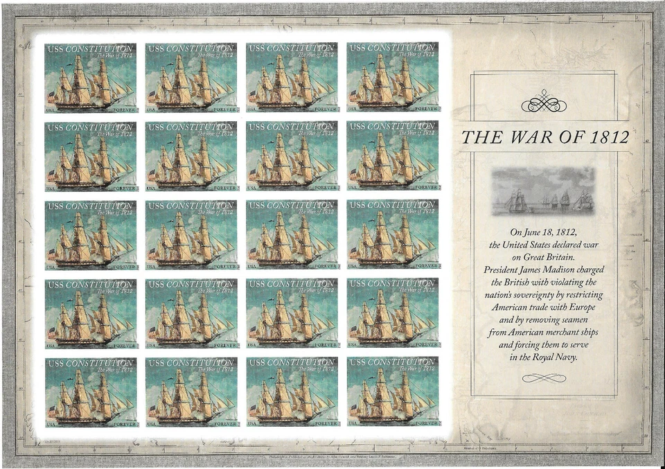 Scott 4703a, IMPERFORATE (No Die-Cut) War of 1812 Pane, MNH - Image 1 of 2