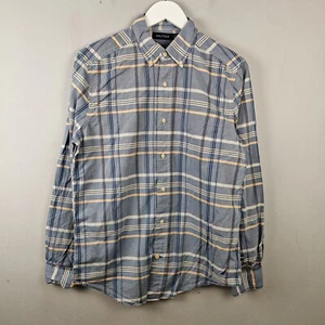 Nautica Shirt Mens Medium Blue Check Plaid Long Sleeve Cotton Casual - Picture 1 of 9