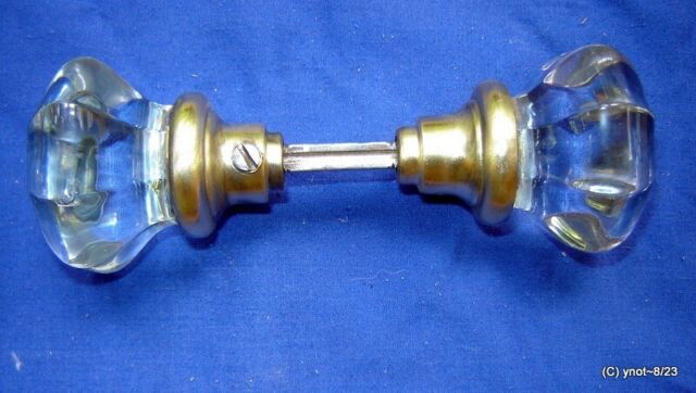 Antique 8 Points Glass Door Knob & Back Plate Set ￼Knobs / 2