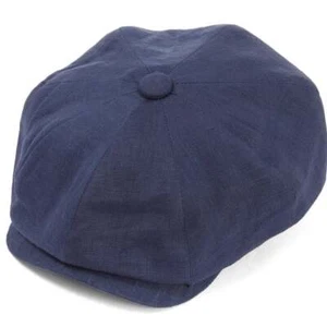 Christys' Hats Baker Boy Cap Linen NAVY