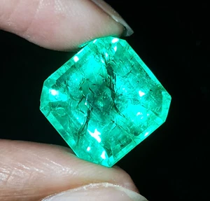 Natural Colombian Green Emerald 16.27 Ct Loose Gemstone Certified Huge Size Gem - Picture 1 of 10