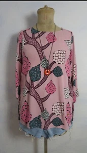 Lieblingsstück lockere Tunika/Bluse Size M Floral Print 100% Viskose Rose Wneu - Bild 1 von 7