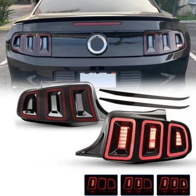 Lámparas de freno negras LED completas para Ford Mustang 2010-2014 con luces traseras secuenciales Foto 1 de 4