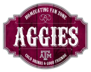 Insegna Taverna Texas A&M Aggies 12" Legno Invecchiato Homegating Ventilatore Zona - Foto 1 di 1