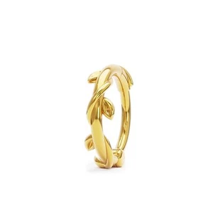 18K Gold Vermeil Braided Helix Hoop Clicker Twist Grecian Leaf Cartilage Earring - Picture 1 of 5