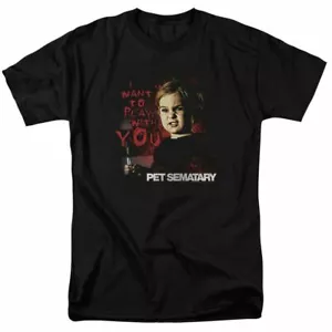 Pet Sematary I Want To Play T Shirt Mens Licensed Horror Movie Tee Black - Picture 1 of 2