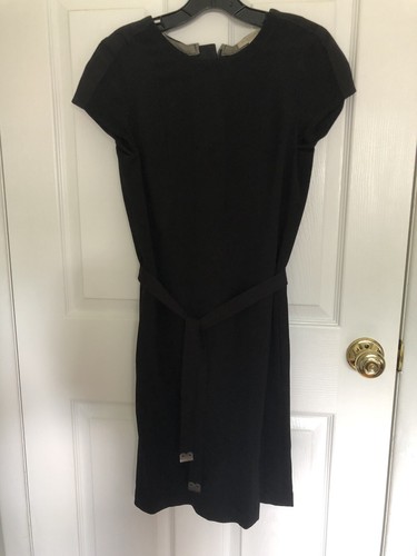 Preowned Burberry Brit Wool Black Cap Sleeve Dress Sz 6