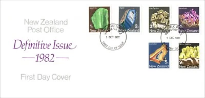 New Zealand 1982 FDC  Defintive Issue Rocks Mineral Agate Iron Pyrites Nephrite - Image 1 of 2