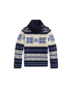 NWT Polo Ralph Lauren Girls SWEATER 5 6,6X L 12-14 Fair Isle WOOL BLEND CHUNKY N - Picture 1 of 15