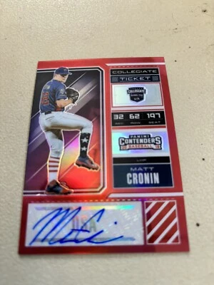 Matt Cronin Arkansas SIGNED 2018 PANINI ELITE EXTRA TEAM USA AUTHENTIC CARD - Image 1 of 2