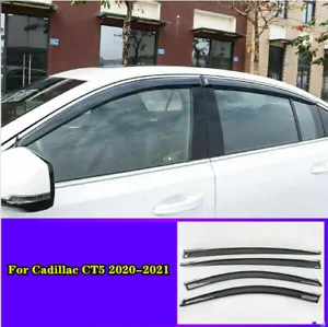 For Cadillac CT5 2020-2024 Window Visors Sun Rain Guard Deflector W/Chrome Trim - Picture 1 of 5