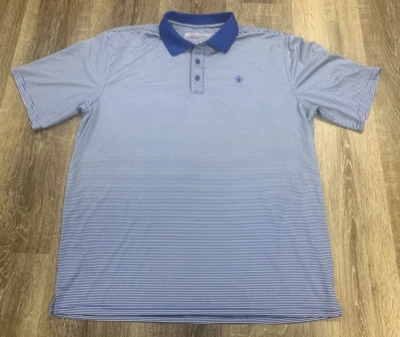 Vestido informal Ariat Tek para hombre talla L grande manga corta camisa polo a rayas azul golf Foto 1 de 4