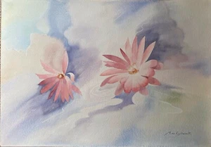 Ninfee di Max Guere - Dipinto ad acquerello originale - Foto 1 di 2