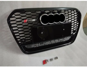 Für Audi A6 C7 2012-2015 RS6 Stil Kühlergrill Schwarz Wabengrill Front Grill - Afbeelding 1 van 5