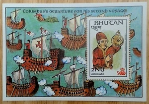 VINTAGE CLASSICS - Bhutan 1987 - Columbus, Astrolabe - Souvenir Sheet - MNH - Picture 1 of 1