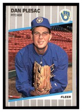 1989 Fleer #195 DAN PLESAC Milwaukee Brewers ~F5Q