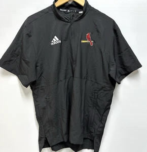 Adidas Cardinal Baseball Black 1/2 Zip up Short Sleeves Pullover NCAA Mens SMALL - Picture 1 of 8