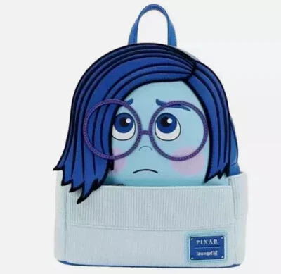 Inside Out 2 Pixar Sadness Backpack Loungefly Women Shoulder Bag Mini Handbags